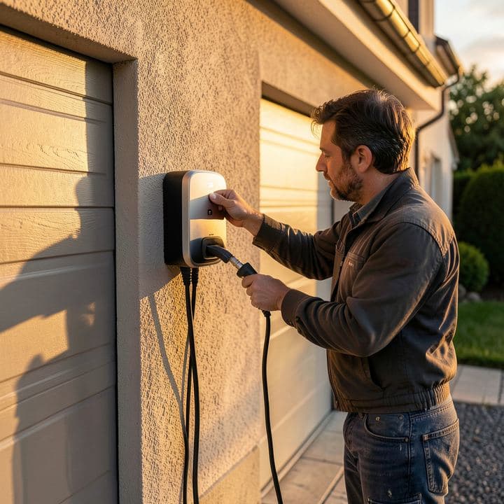 Illustrative Szene zum Bereich Elektro & Smart Home, ohne lesbare Marken oder Namen